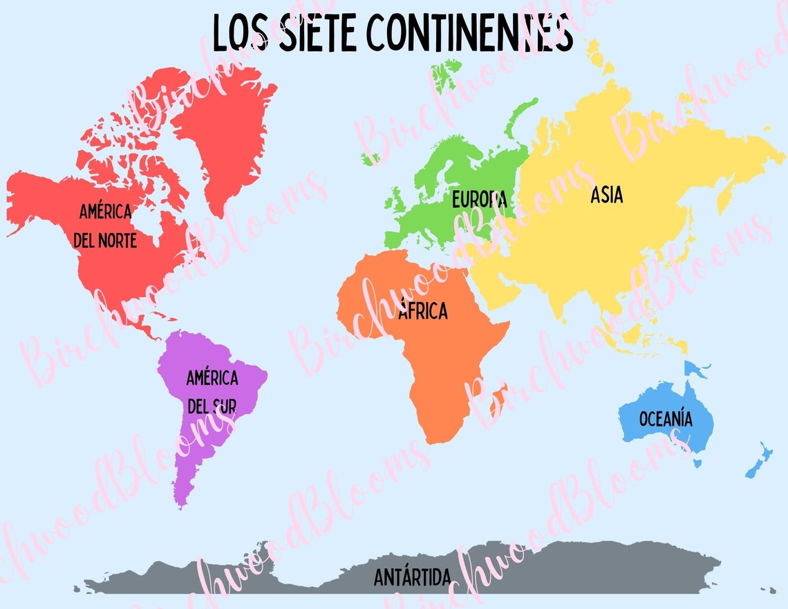 The 7 Continents Spanish Digital Printable los Siete - Etsy