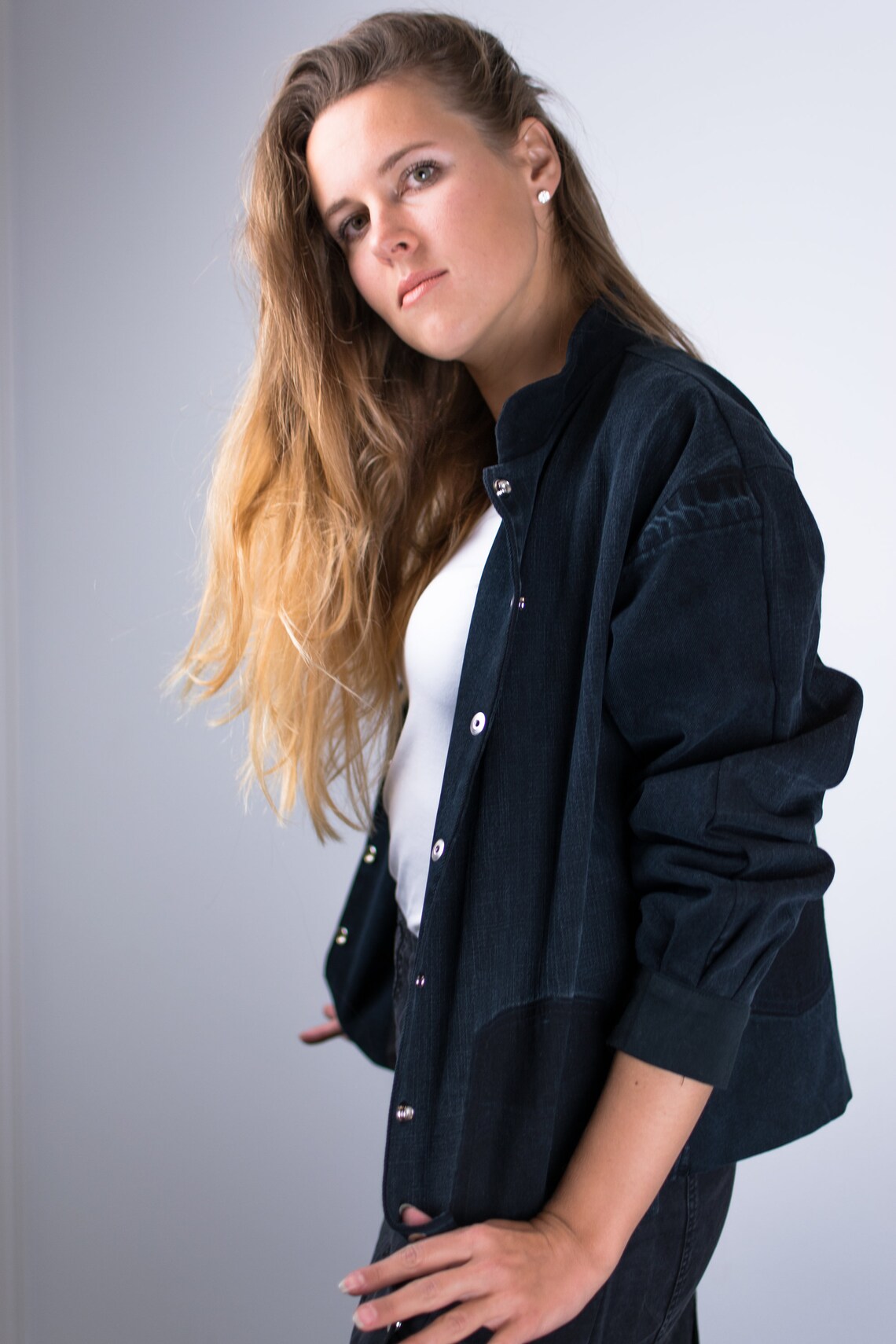 Black Bomber Jacket Denim Bomber Jacket Black Denim Etsy