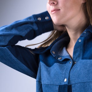 Blue denim shirt, Upcycled denim shirt, Womens shirt, Denim blouse, Casual shirt, Jean shirt, Sustainable clothing, remade by YoursAgain image 5