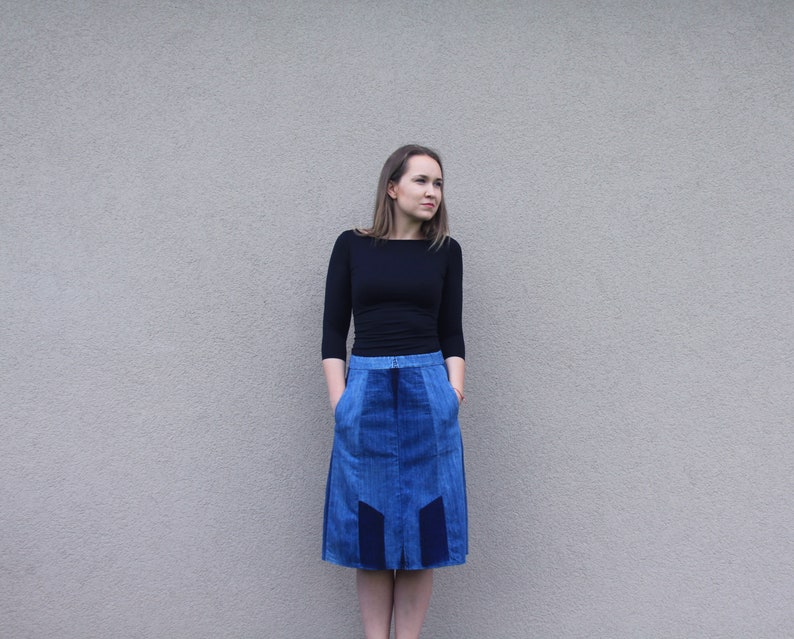 Blue Denim Skirt A Line Skirt Jeans Skirt Casual Fit Etsy
