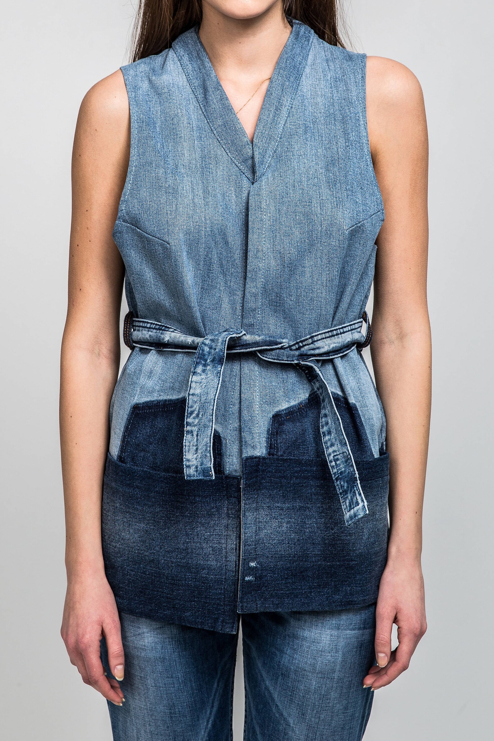 Blue Denim Vest, Bright Blue, Upcycled Denim Vest, Womens Vest, Denim