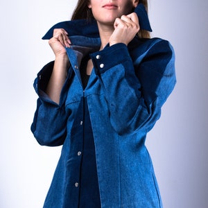 Blue denim shirt, Upcycled denim shirt, Womens shirt, Denim blouse, Casual shirt, Jean shirt, Sustainable clothing, remade by YoursAgain image 6
