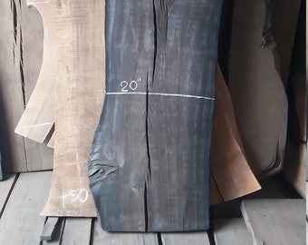 Live Edge Bog Oak Slab L 60'' x W 22'' x T 1.6" (150cm x 55cm x 4cm)  - Unfinished Wood Table Top - Bogwood Board - 5 Feet Farmhouse Table