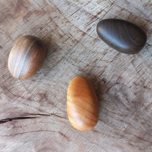 Hand Massager - Bog Oak Wood Worry Stone - Meditation Wood - Wooden Pebble - Zen Stone - Petrified Healing Wood