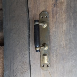 Vintage Brass Door Handle with Black Bog Oak Holder