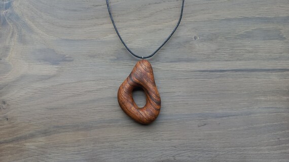 Hand Carved Zebrano Wood Pendant: Wabi Sabi Tribal Necklace - Etsy