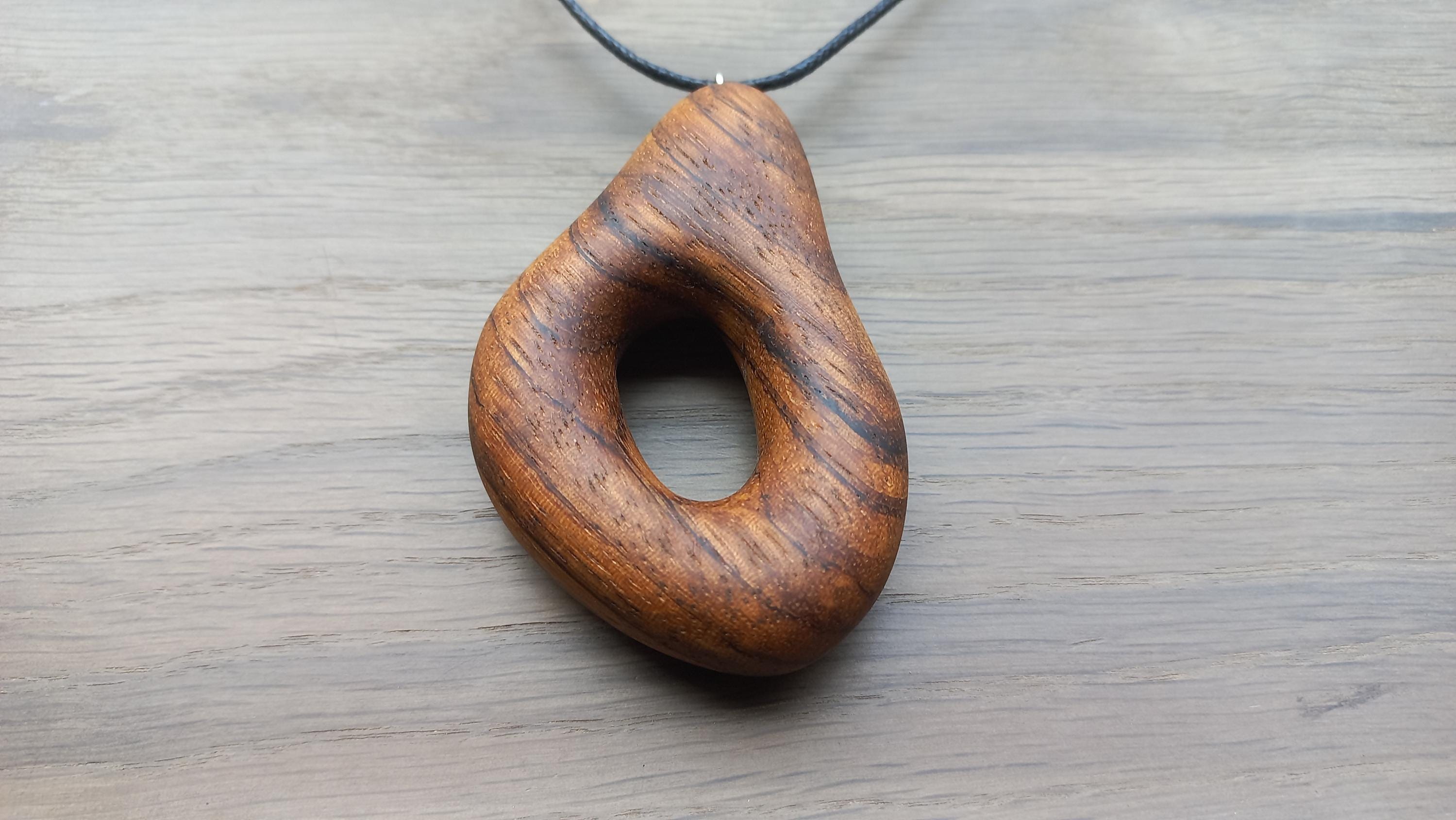 Hand Carved Zebrano Wood Pendant: Wabi Sabi Tribal Necklace - Etsy