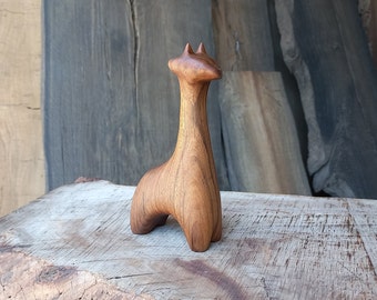 Hand Carved Wooden Figurine "The Giraffe" - Little Wood Sculpture - Hand Carved Wooden Safari Animal Statue - Full Body Carving Statue