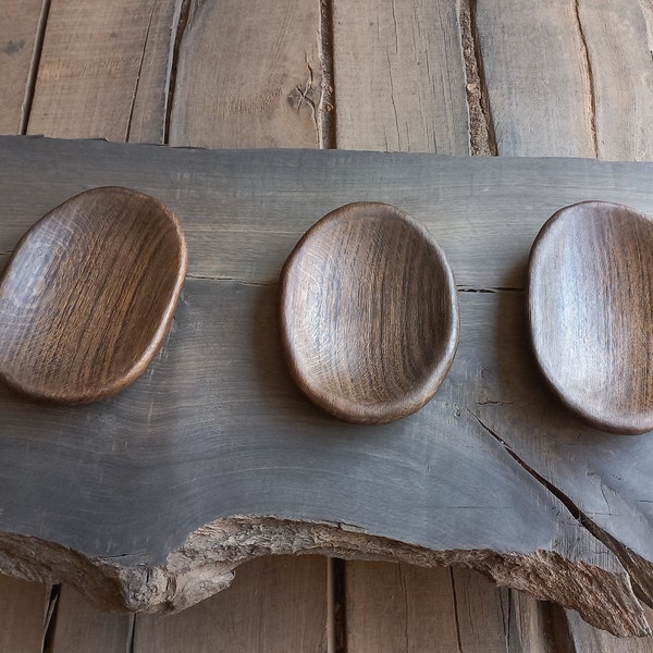 Hand Carved Light Bog Oak Oval Bowls - Woodenware Rustic Centerpiece - Imperfect Wooden Platter - Minimalistic Solid Dish - Fruit Bowl