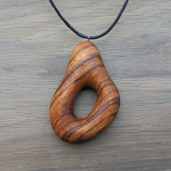 Hand Carved Zebrano Wood Pendant: Wabi Sabi Tribal Necklace - Etsy