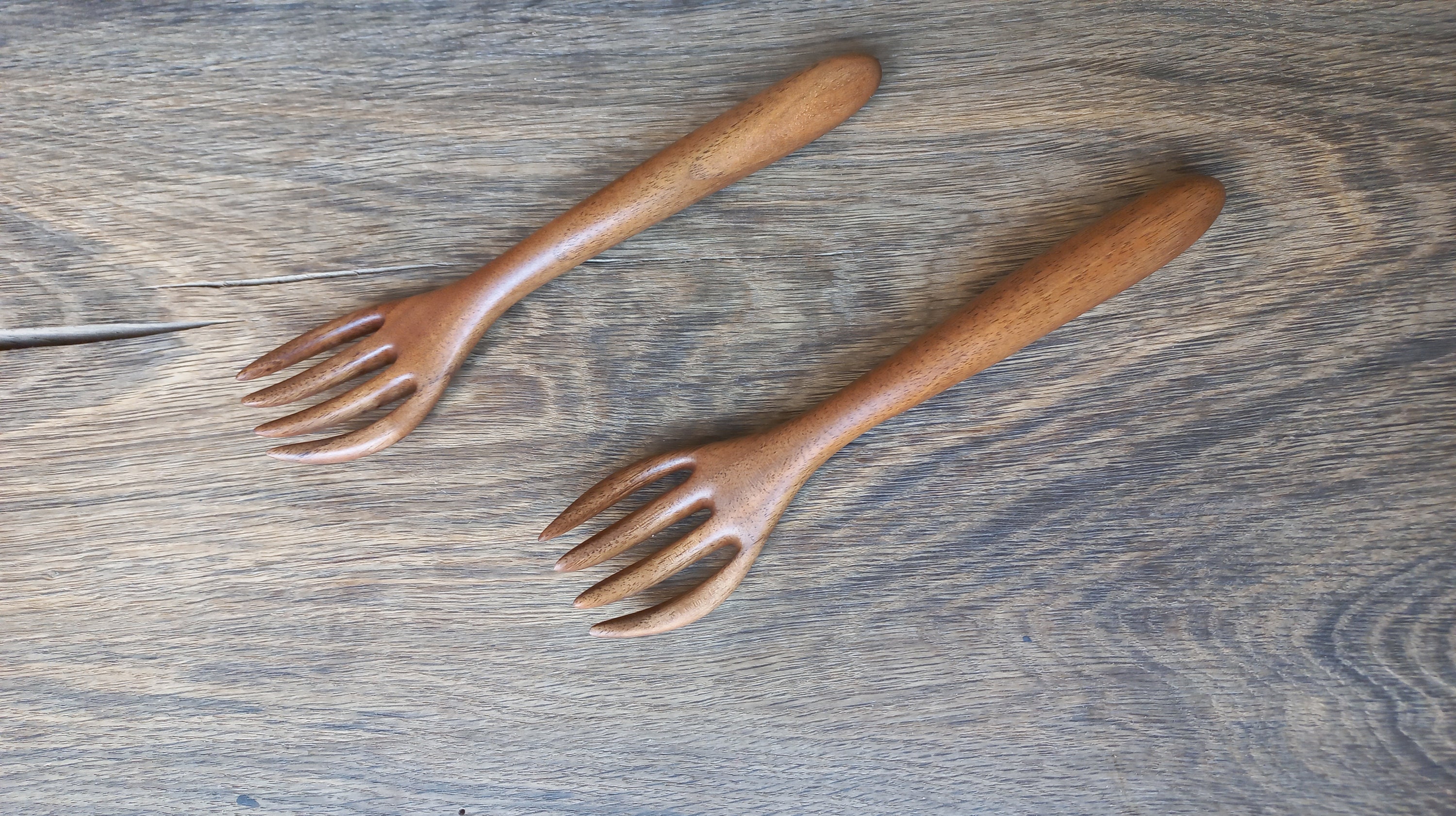 Hand Carved Fork Wooden Fork Walnut Fork Serving Wooden Etsy
