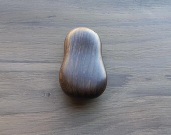 Hand Massager  Bog Oak Wood Worry Stone  Carved Wooden Pebble Thumb Palmstone