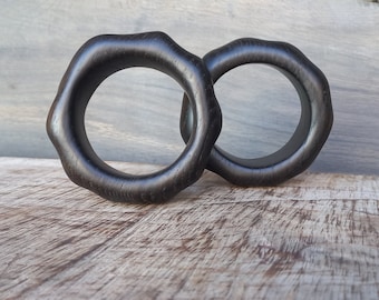 Bog Oak Bangle -  Hand Carved Bangle - Wooden Jewelry - Curved Minimalist Bangle