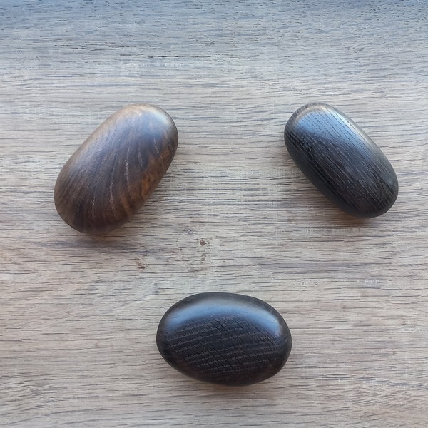 Hand Massager - Bog Oak Wood Worry Stone - Stress Relief - Meditation Wood - Sooth Palm Stone - Petrified Healing Wood