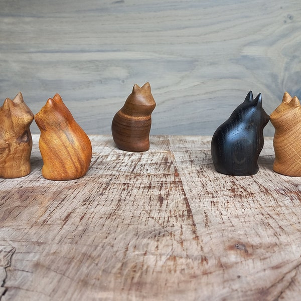 Small Cat Wood Figurine Etsy