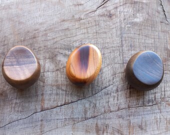 Hand Massager - Bog Oak Wood Worry Stone - Carved Wooden Pebble