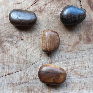 Hand Massager Carved Wood Worry Stone: Palm Anti-Stress Pebble