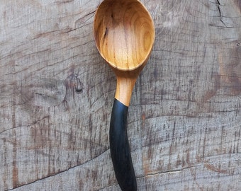 Hand carved coffee scoop - wooden spoon with curved handle- measuring spoon - serving spoon