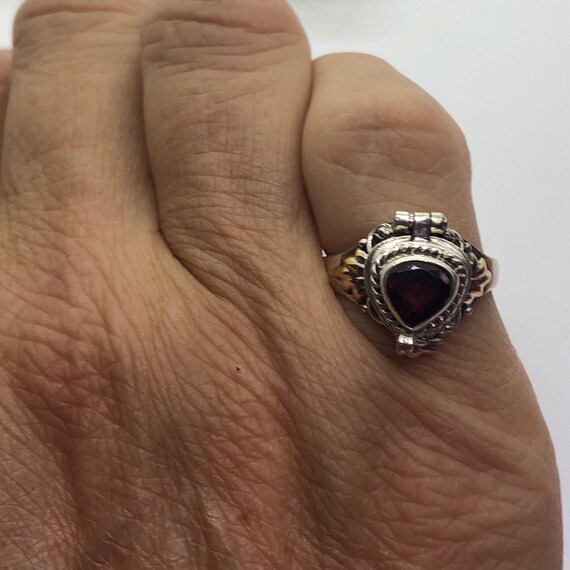 Poison Ring, Silver Garnet Poison Ring, Ring Size