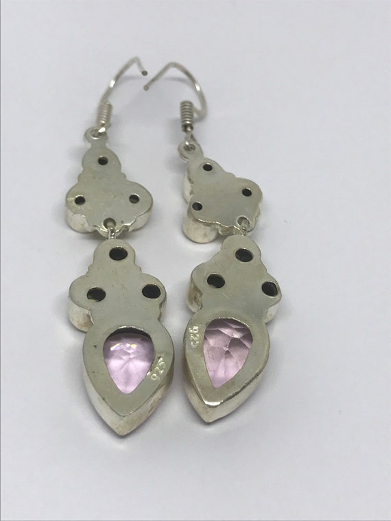 Sterling Silver Amethyst and Quartz Dangle Earrin… - image 5