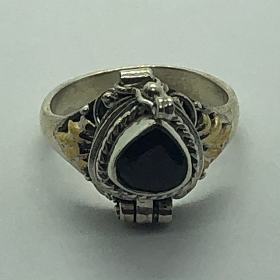 Poison Ring, Silver Garnet Poison Ring, Ring Size… - image 2