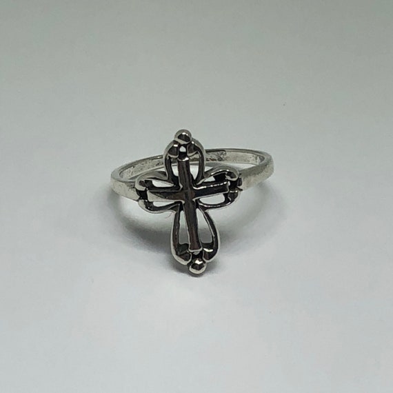Silver Gothic Ring, Ring Size 2 - image 4