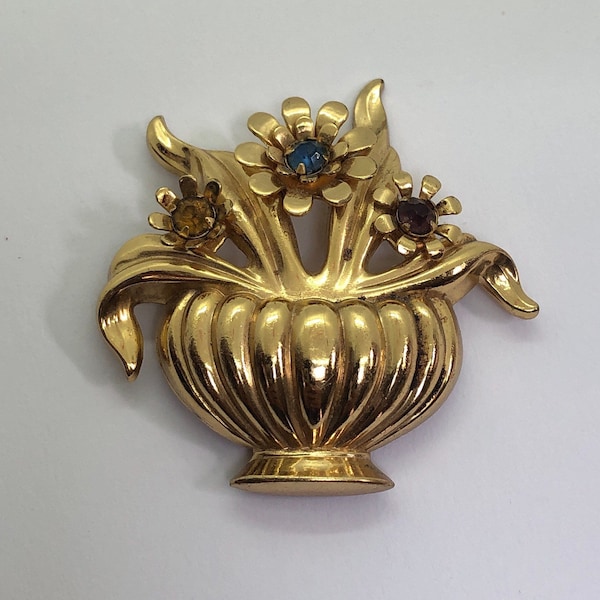 Vintage Flower Urn Brooch