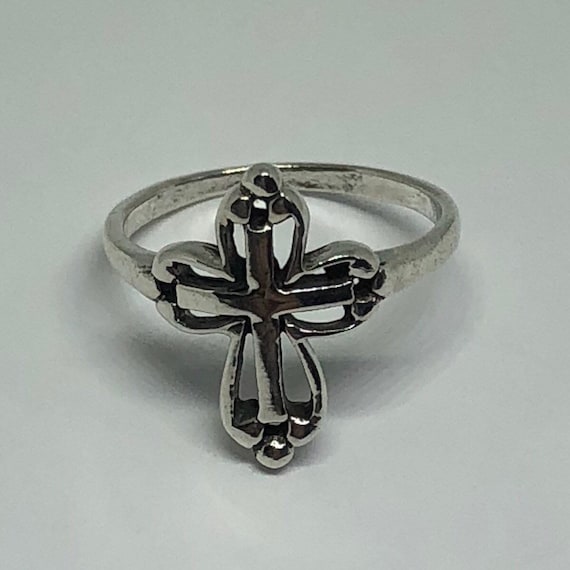 Silver Gothic Ring, Ring Size 2 - image 1