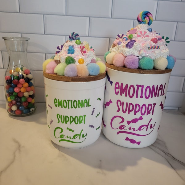 Emotional support candy jar, gift, home decor, funny candy jar, office candy jar, desk candy jar, candy bowl, friend candy jar, boss candy