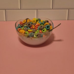 Small Fake bowl of colorful cereal, fake food, resin art, cereal, fake cereal, fake bake