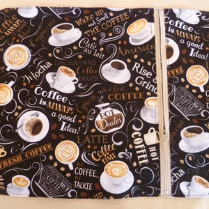 'What's your coffee' themed placemat with zipped compartment school or work coffee lover gift for yourself camping and picnic image 3