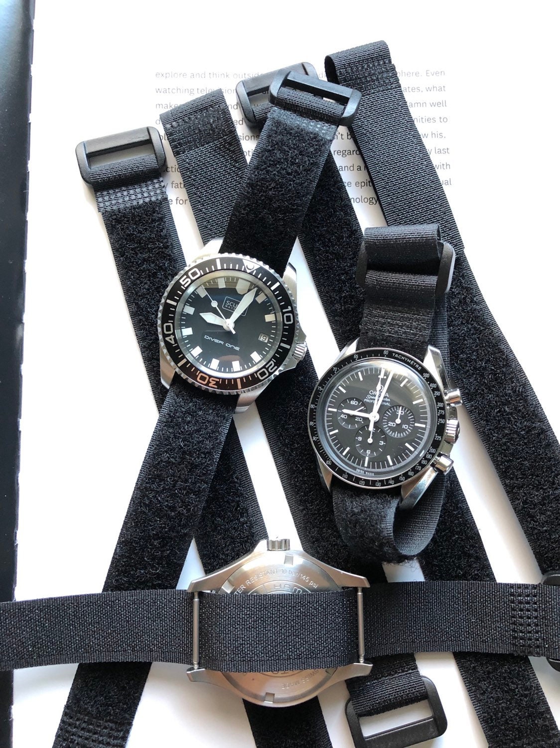 NASA Velcro Strap - Black Nylon & Black Velcro Watch Band