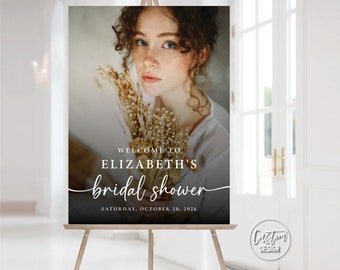 Custom design, Bridal shower with photo welcome Sign, Wedding shower Sign, Bridal brunch Sign, Photo wedding sign