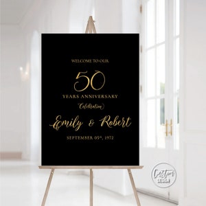 Custom design, Black Gold 50th Anniversary sign, 50th anniversary sign, Anniversary Sign Printable, 50th Anniversary decoration, Gold