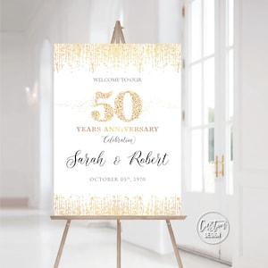 Custom design, Gold 50th Anniversary sign, 50th anniversary sign, Anniversary Sign Printable, 50th Anniversary decoration