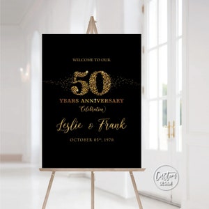 Custom design, Black Gold 50th Anniversary sign, 50th anniversary sign, Anniversary Sign Printable, 50th Anniversary decoration, Gold