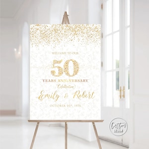 Custom design, Gold 50th Anniversary sign, 50th anniversary sign, Anniversary Sign Printable, 50th Anniversary decoration