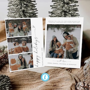 Modèle de carte photo pour les fêtes, carte de Noël minimale, carte de voeux photo de famille moderne modifiable, carte de Noël, décorations de Noël