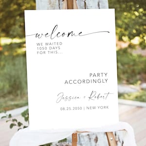 Minimalist Wedding Welcome Sign, Modern Script, Party Accordingly Sign (Digital Printable)