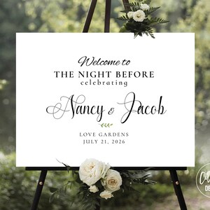 Custom Design, The Night Before Rehearsal Sign, Minimalist Rehearsal Dinner Welcome Sign, Wedding Rehearsal Sign, Wedding Welcome Sign