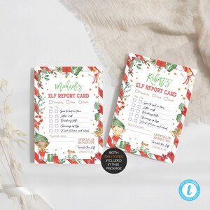 Kerst Elf Rapportkaartsjabloon, Jongen Elf Rapportkaart bewerkbaar, Elf Santa Ondeugend of Leuk Rapport, Elf Bezoekrapport, Elf Terugkeerrapport