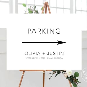 Custom design, Wedding Parking Sign, Arrow Parking Sign, Wedding Parking Signage, Modern Parking Sign With Arrow, Wedding Sign