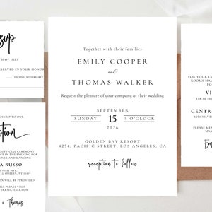 Modèle d’invitation de mariage minimaliste, modèle d’invitation de mariage moderne, invitation de mariage, Templett, 100 % modifiable, boho, SM1