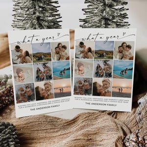 What A Year Holiday Card Template, Photo Collage Christmas Card, Family Holiday Pictures Greeting Card,   Christmas Card, Holiday Decoration