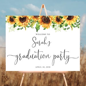Sunflowers Graduation Party Welcome Sign, Grad Party Sign, Graduation Decorations, Graduation Banner, Sunflowers Grad Sign, SFL-A