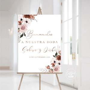 Custom Design, Silk Floral Bienvenidos A Nuestra Boda Sign, Spanish Wedding Sign, Bienvenidos Poster, Silk Floral Sign, Silk Floral, SF1