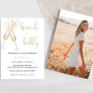 Brunch and Bubbly Bridal Shower Invitation Template, Champagne Bridal Shower Invite, Editable Wedding Shower, Bridal Shower Evite, WI