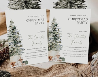Editable Christmas Party Invitation Template: Winter Holiday (Digital)