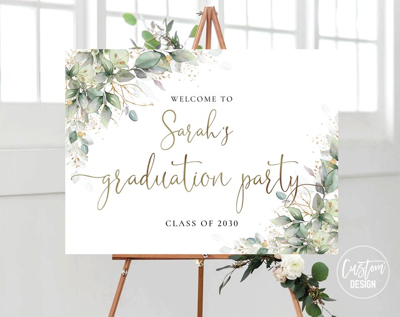 Greenery Graduation Party Welcome Sign Grad Party Sign - Etsy