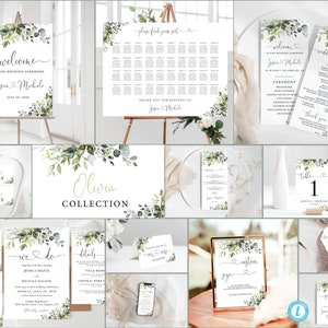 Greenery Wedding Mega Bundle Template, Wedding Mega Bundle 22 Pieces Included, Wedding Stationery, Eucalyptus, Templett, Editable, HEB-22A